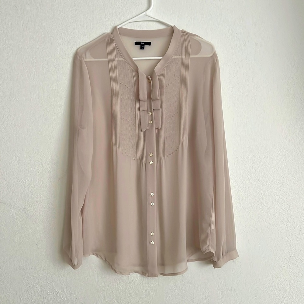 GAP Sheer Button-Down Blouse in Blush